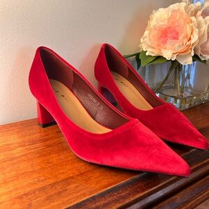 Elegant Red Women's Block Heel Shoes